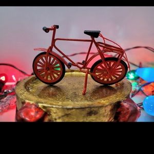 13 pieces of Antique Christmas decorations ornaments red metal and brass vintage